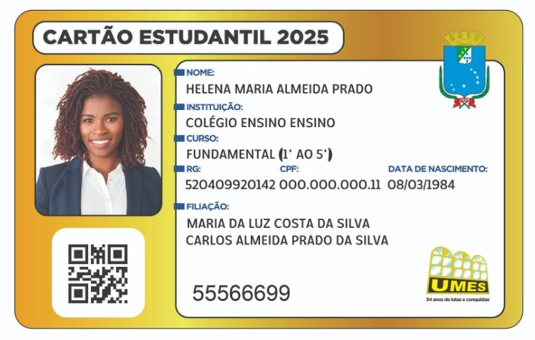 Modelo de Carteirinha Estudantil UMES